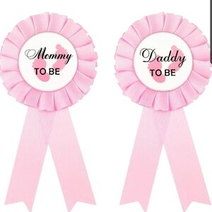 Pink Mommy and Daddy Baby Shower Ribbons